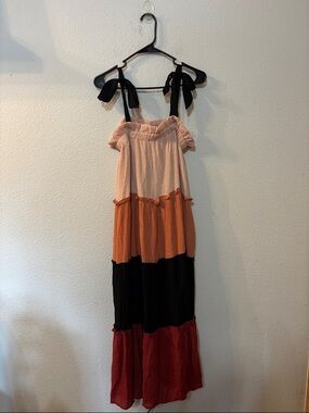 Blu Pepper Satin-Look Blush maxi dress